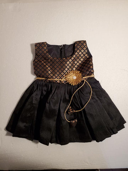 Black brocade flower frock