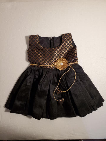 Black brocade flower frock