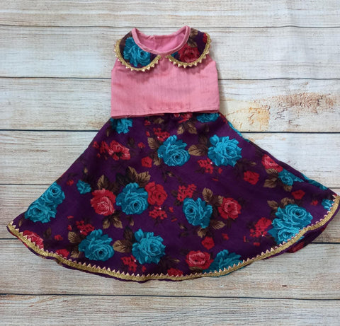 Silk Crop Top With Skirt