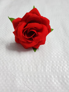 Fabric red rose hair pin