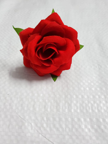 Fabric red rose hair pin